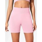 Summer High Waisted Yoga Shorts For Women Fashionable Fitness Running Pants Solid Color Elastic Tights