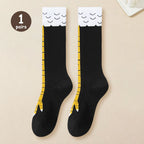 Women Knee High Socks Set 1 2 5 10 Pairs Cartoon Chicken Claw Print Funny Socks Fitness Sport Casual Slim Leg Tube Socks