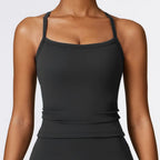 Women Cross Back Yoga Sports Bra Breathable Shockproof Gym Workout Fitness Push Up Top For Running Sportswear Vest