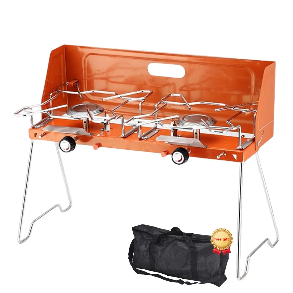 Folding Camping Table Stove with Twin Burners and Piezo Ignition