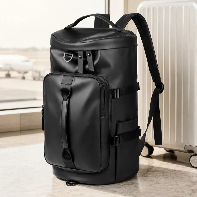 Men's Fashion PU Leather Large Capacity Travel Backpack