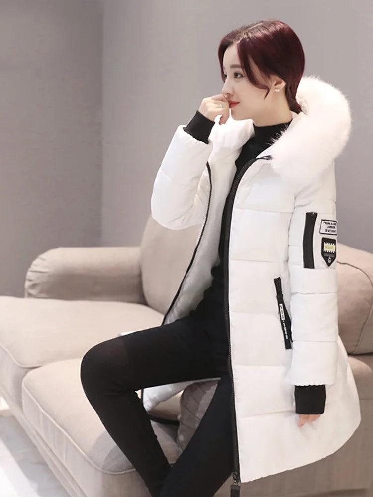 Women's Thick Warm Hooded Fur Collar Winter Parka Coat