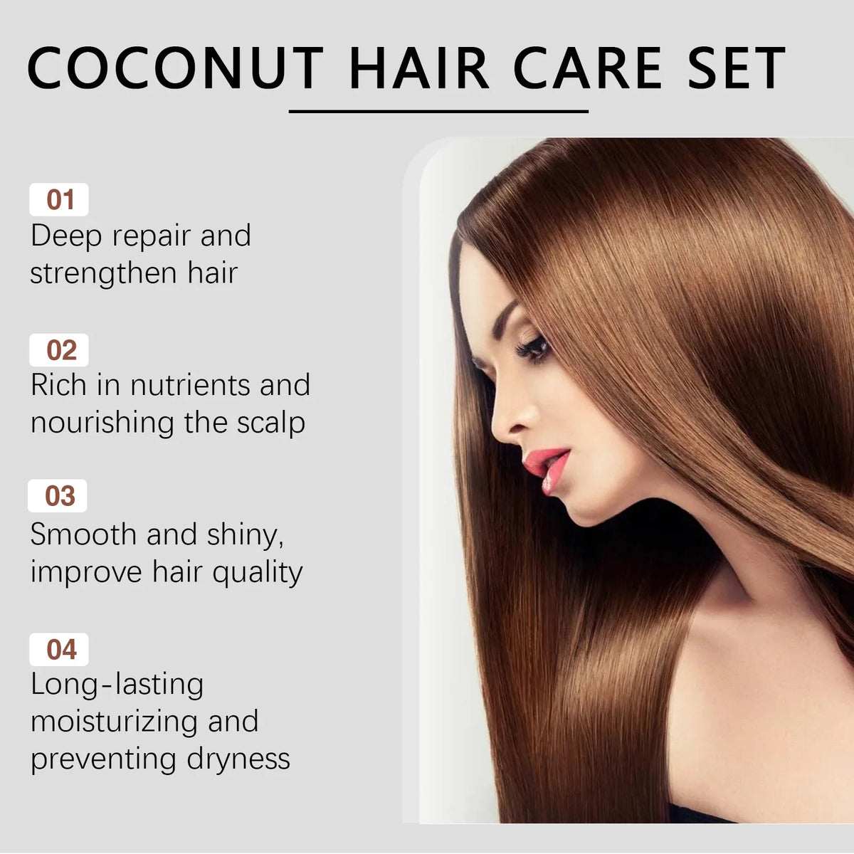 Coconut Shampoo and Conditioner Set Deeply Cleanses Repairs Damaged Hair 8.1 fl oz