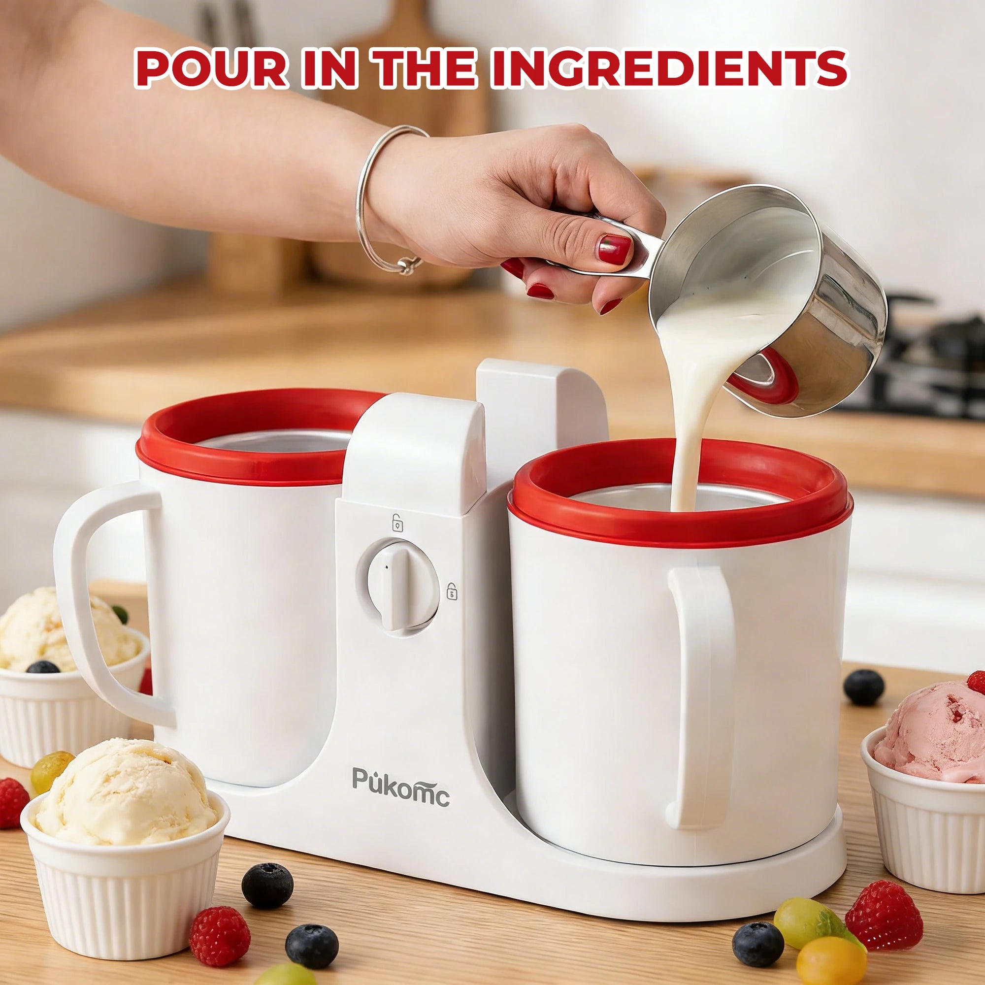 Automatic Dual Cup Ice Cream and Popsicle Maker Machine
