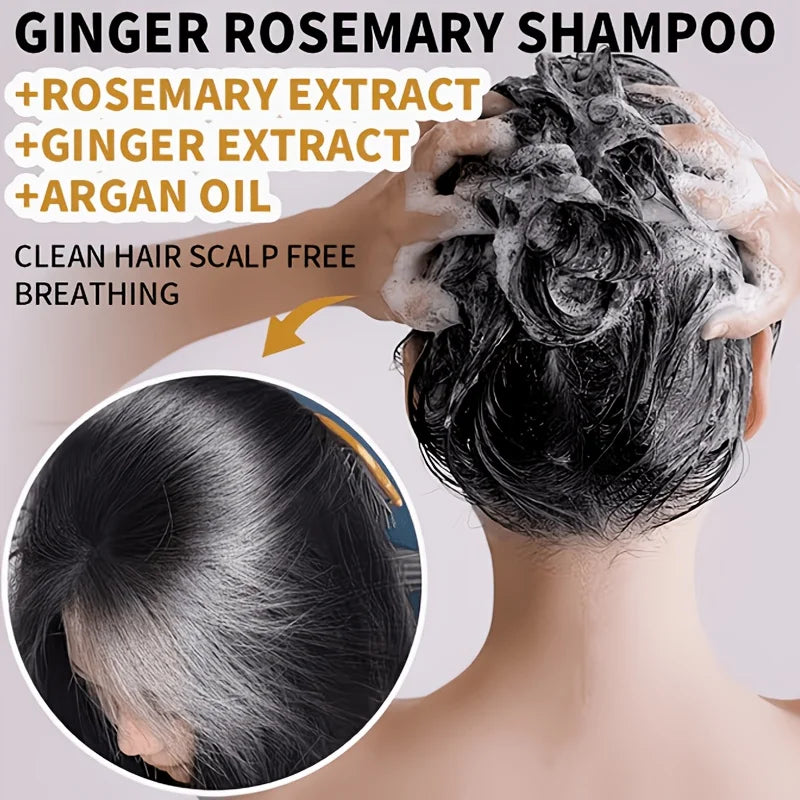 Ginger & Rosemary Shampoo and Conditioner Set Deeply Cleanses Repairs Damaged Hair 17.6 oz WT0344
