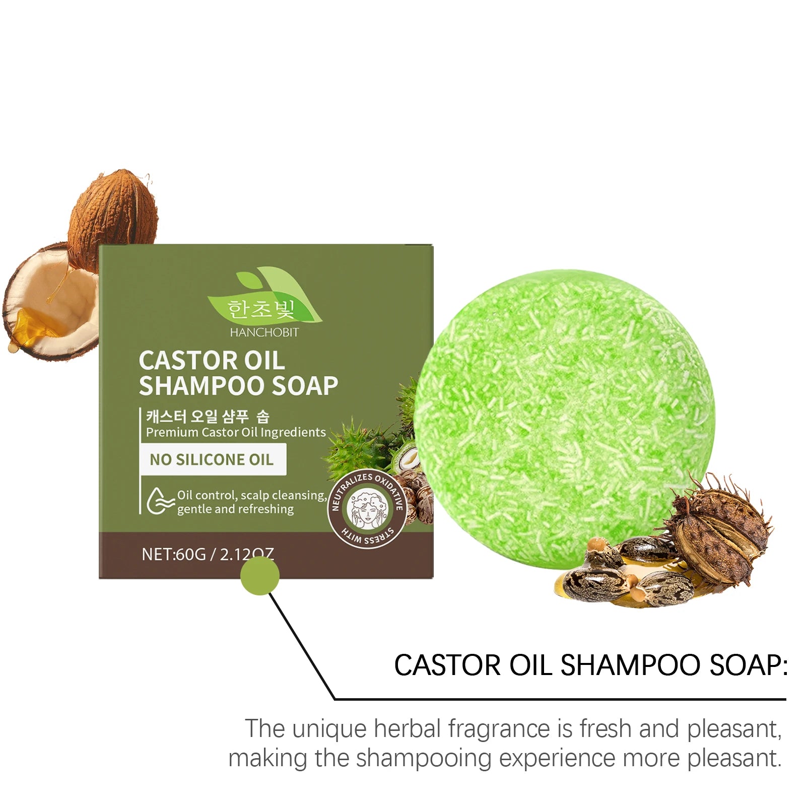 Castor Oil Solid Shampoo Bar Deep Moisturizing Hair Repair