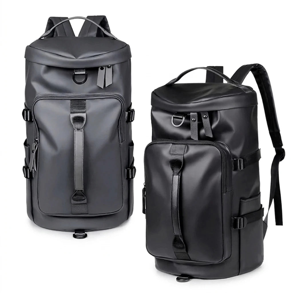 Men's Fashion PU Leather Large Capacity Travel Backpack