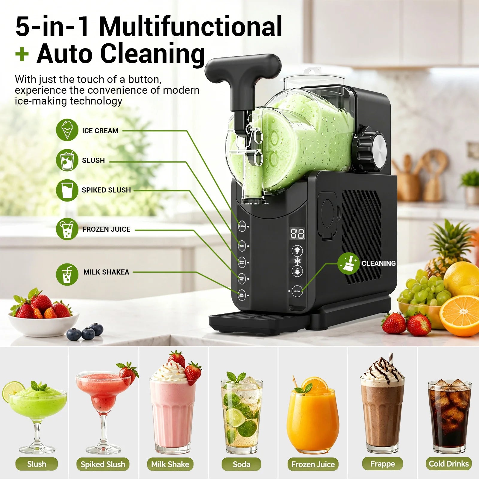Electric Slushie Machine and Soft Serve Ice Cream Maker