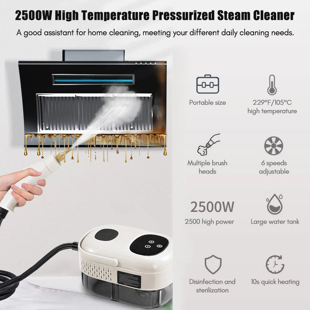 Portable High Pressure Steam Cleaner with Intelligent Temperature Control 2500W