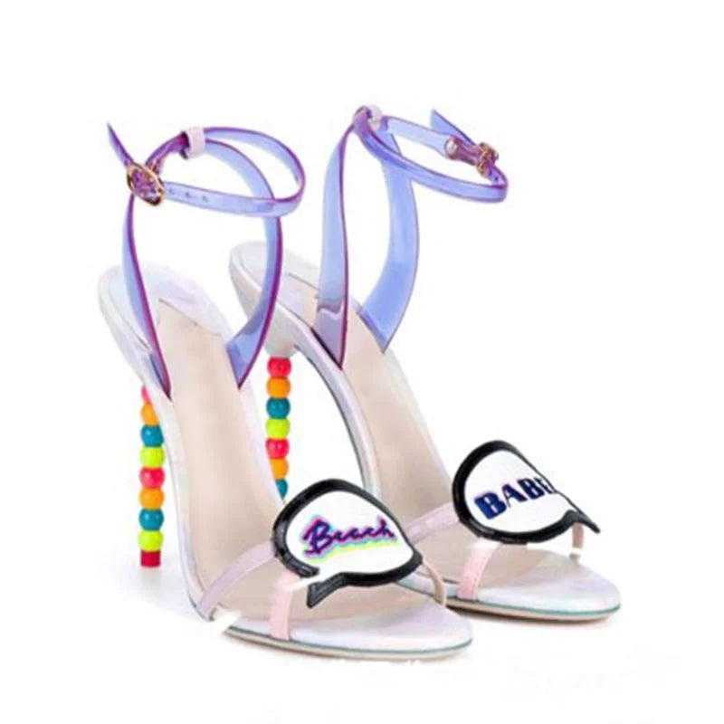 Women's Beaded Pearl Slingback Gladiator Heeled Sandals