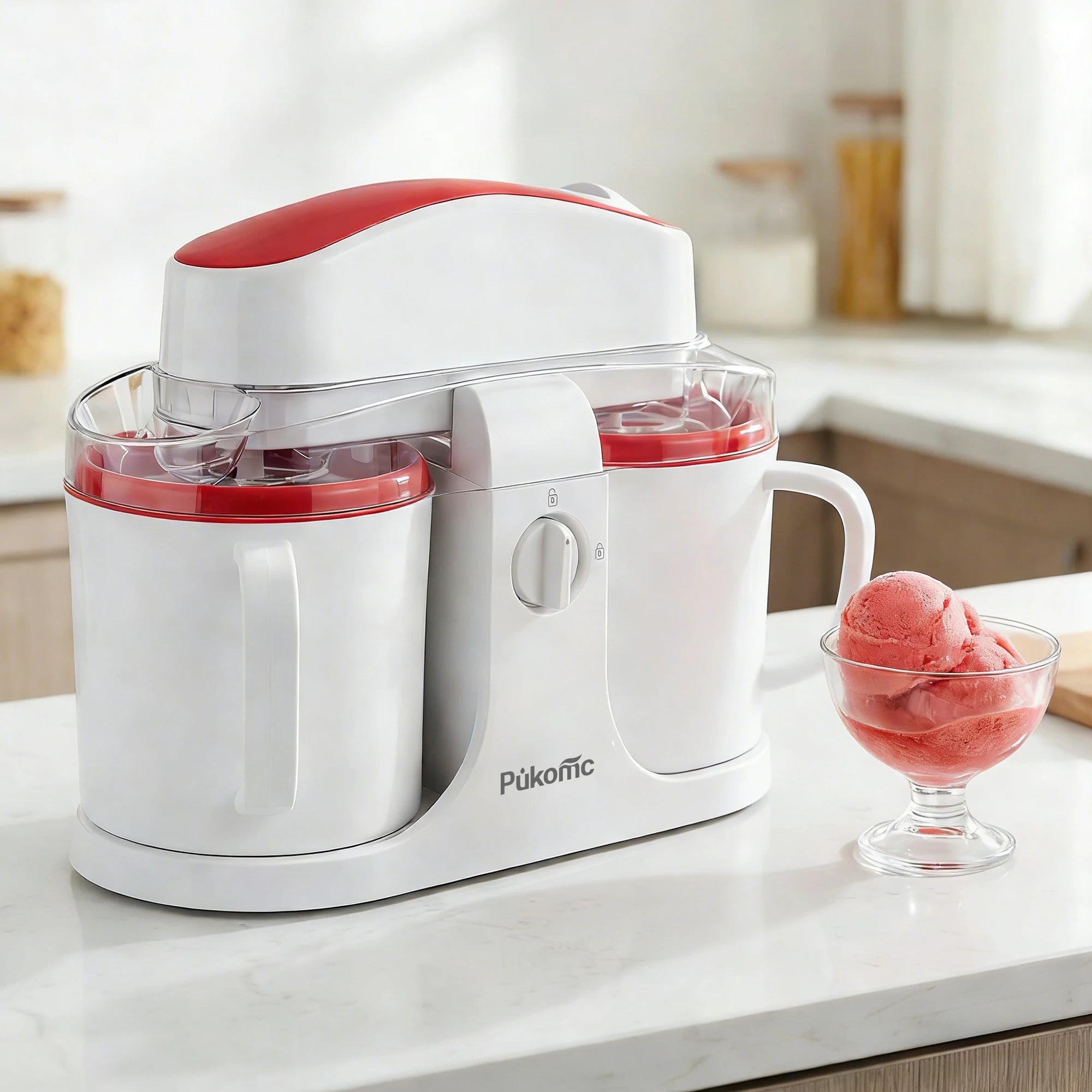 Automatic Dual Cup Ice Cream and Popsicle Maker Machine