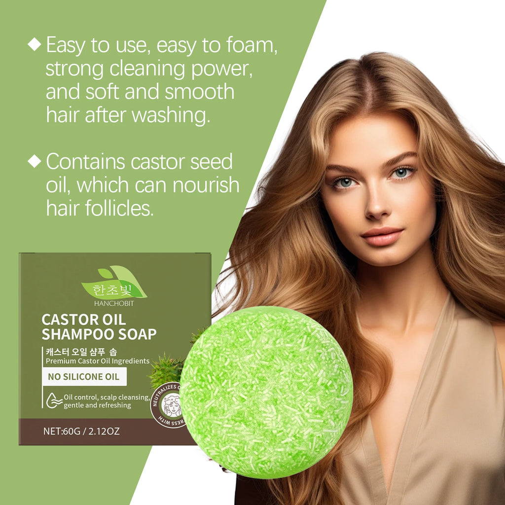 Castor Oil Solid Shampoo Bar Deep Moisturizing Hair Repair