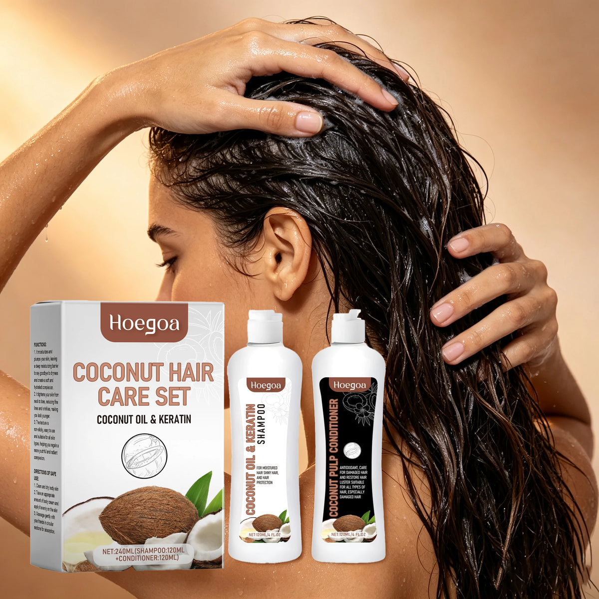 Coconut Shampoo and Conditioner Set Deeply Cleanses Repairs Damaged Hair 8.1 fl oz