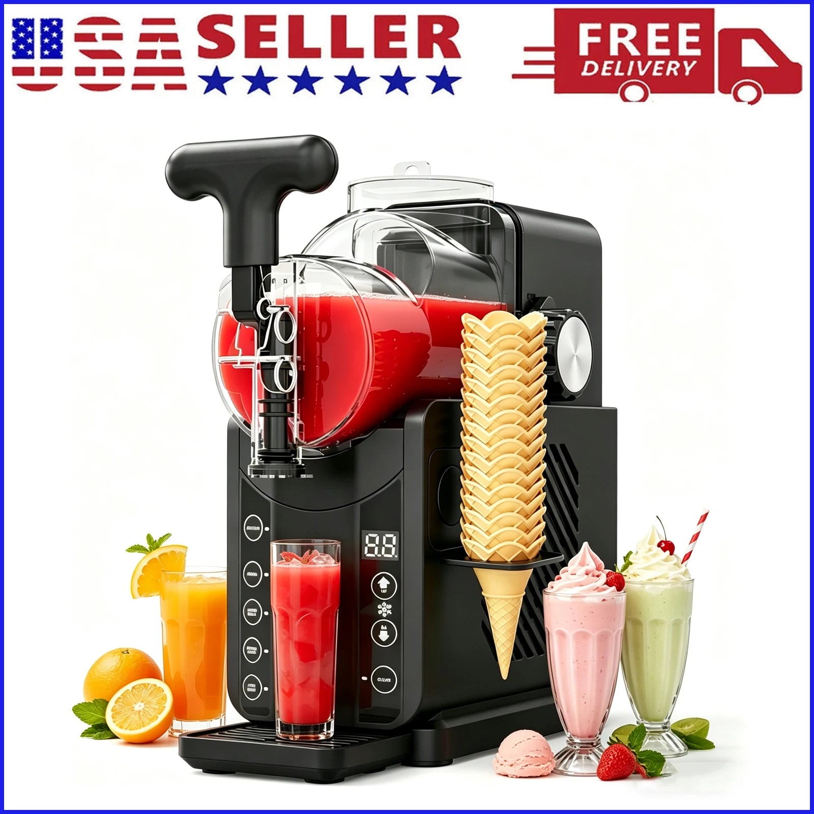 Electric Slushie Machine and Soft Serve Ice Cream Maker