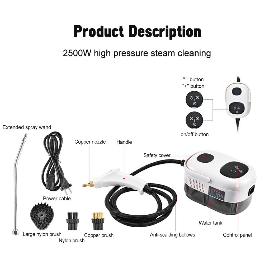 Portable High Pressure Steam Cleaner with Intelligent Temperature Control 2500W