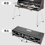 Folding Camping Table Stove with Twin Burners and Piezo Ignition
