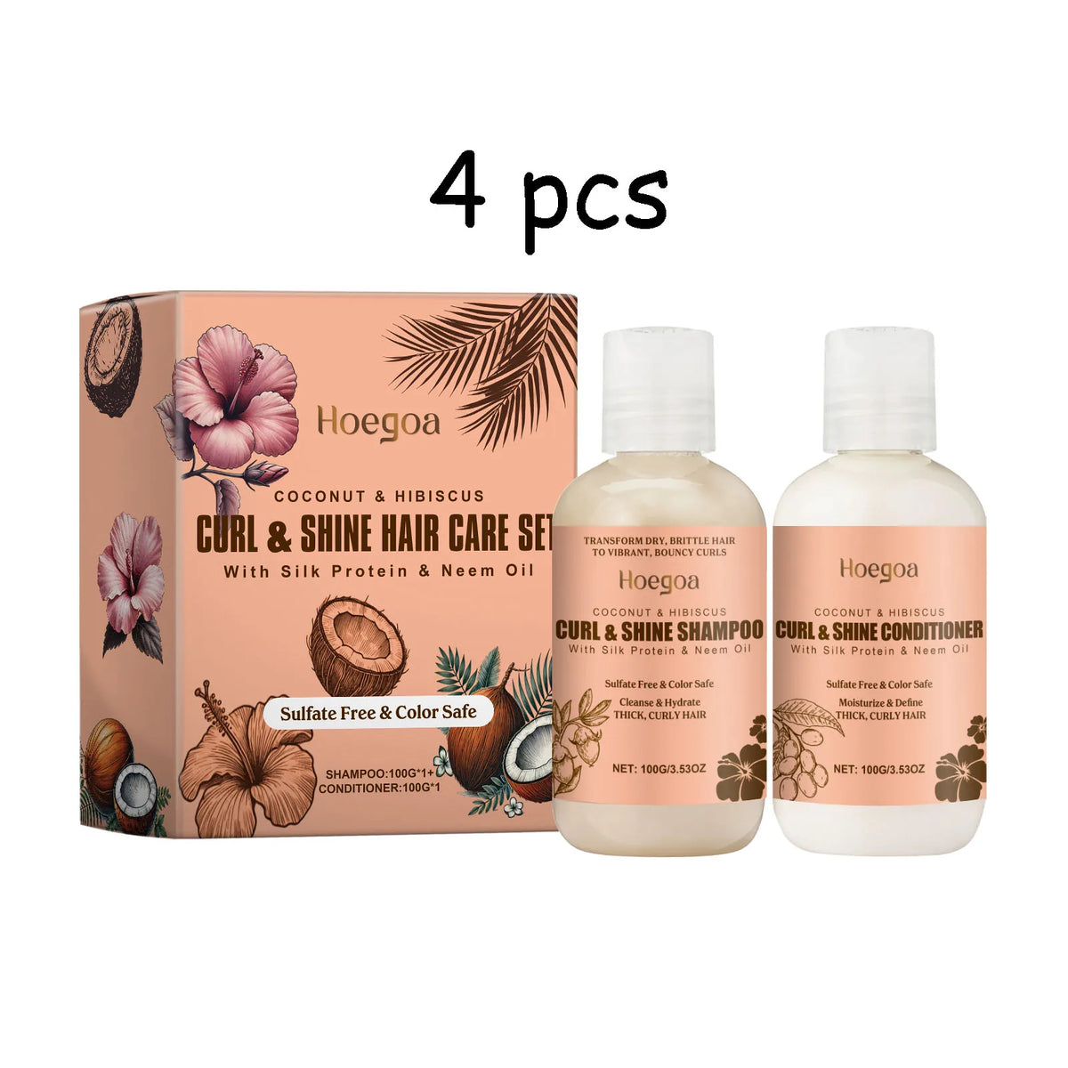 Coconut Shampoo and Conditioner Set Smooth Frizzy Hair 7.1 oz