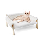 Large Soft Plush Raised Wooden Leg Cat Sofa Bed