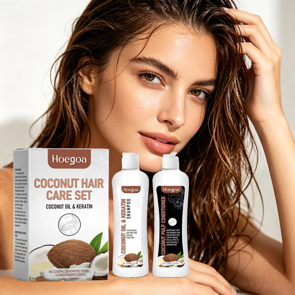 Coconut Shampoo and Conditioner Set Deeply Cleanses Repairs Damaged Hair 8.1 fl oz