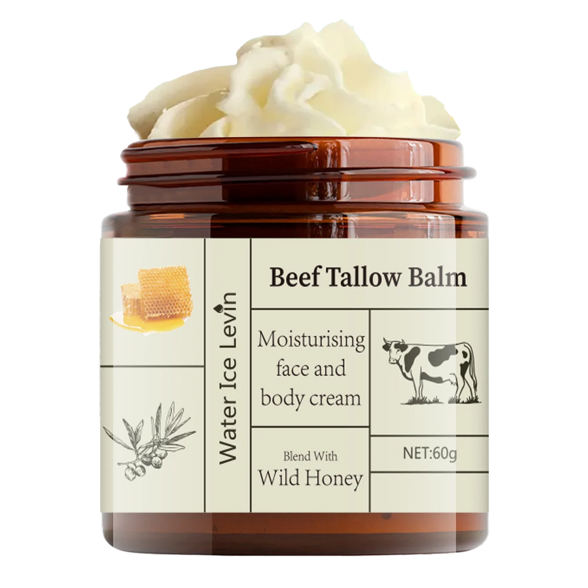 Unisex Beef Tallow Honey Moisturizing Face Cream Wa-10-2949 2.1 oz