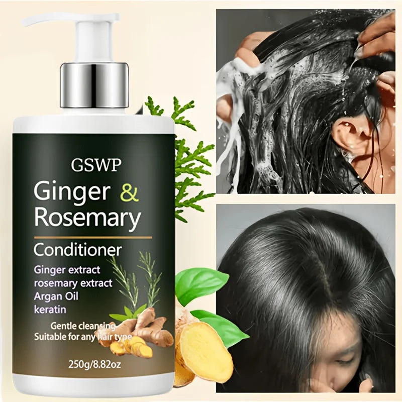 Ginger & Rosemary Shampoo and Conditioner Set Deeply Cleanses Repairs Damaged Hair 17.6 oz WT0344