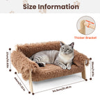 Large Soft Plush Raised Wooden Leg Cat Sofa Bed