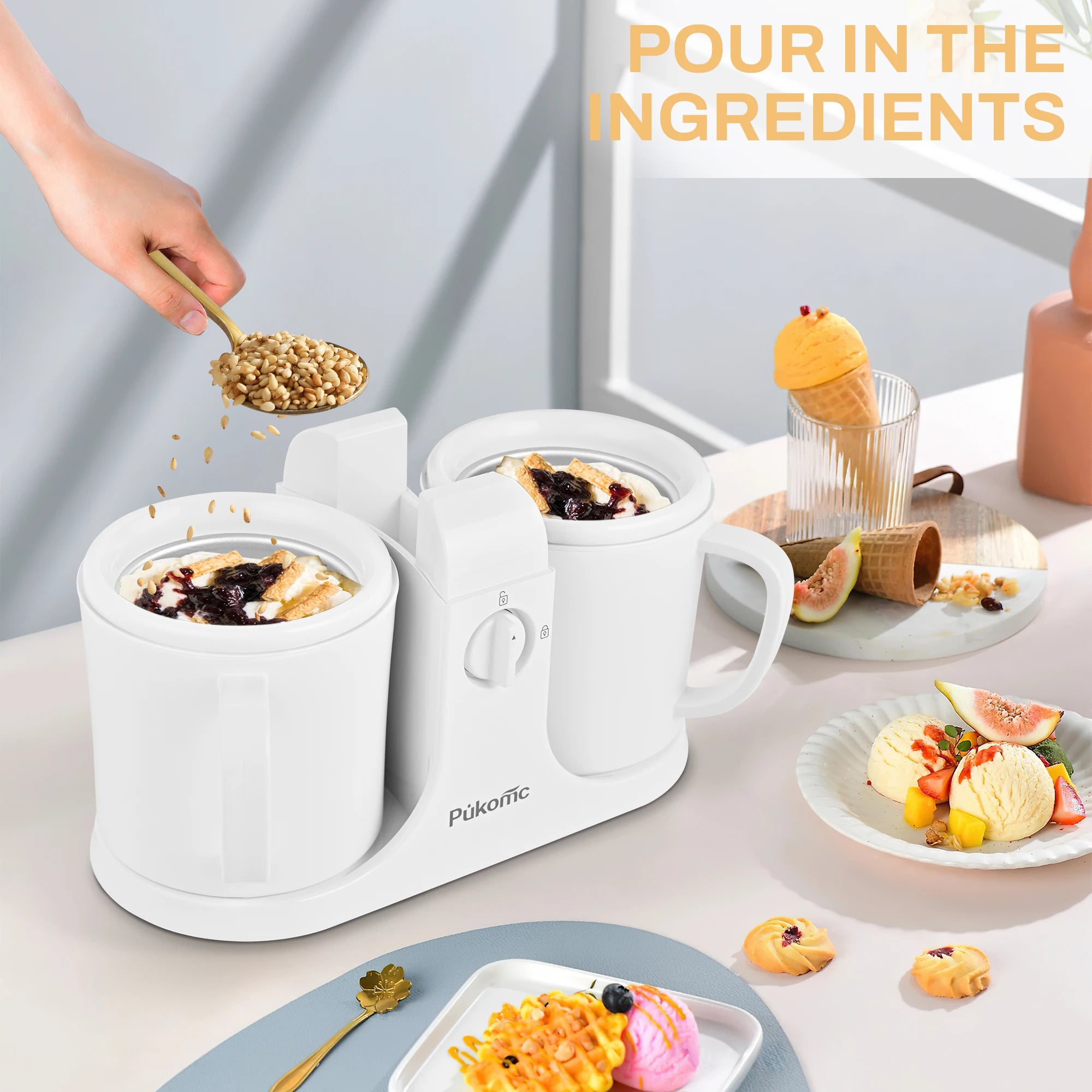 Automatic Dual Cup Ice Cream and Popsicle Maker Machine