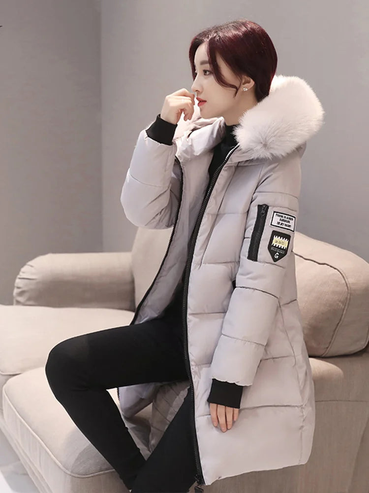 Women's Thick Warm Hooded Fur Collar Winter Parka Coat