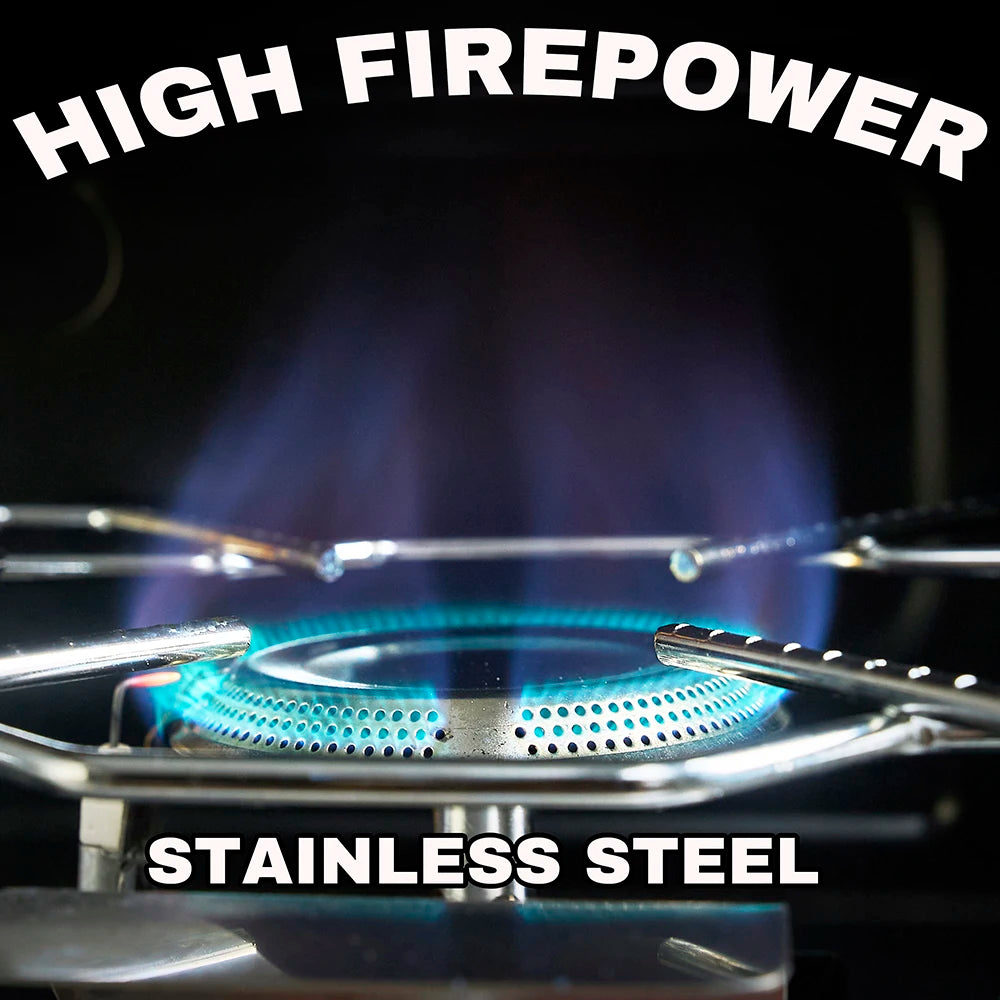 Folding Camping Table Stove with Twin Burners and Piezo Ignition