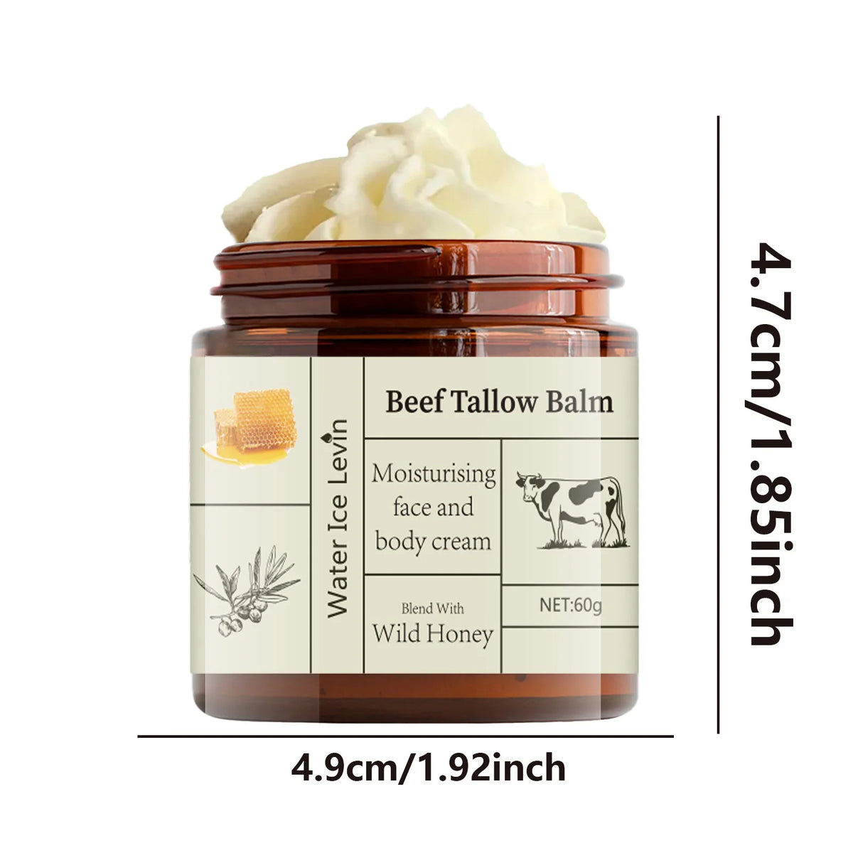 Unisex Beef Tallow Honey Moisturizing Face Cream Wa-10-2949 2.1 oz