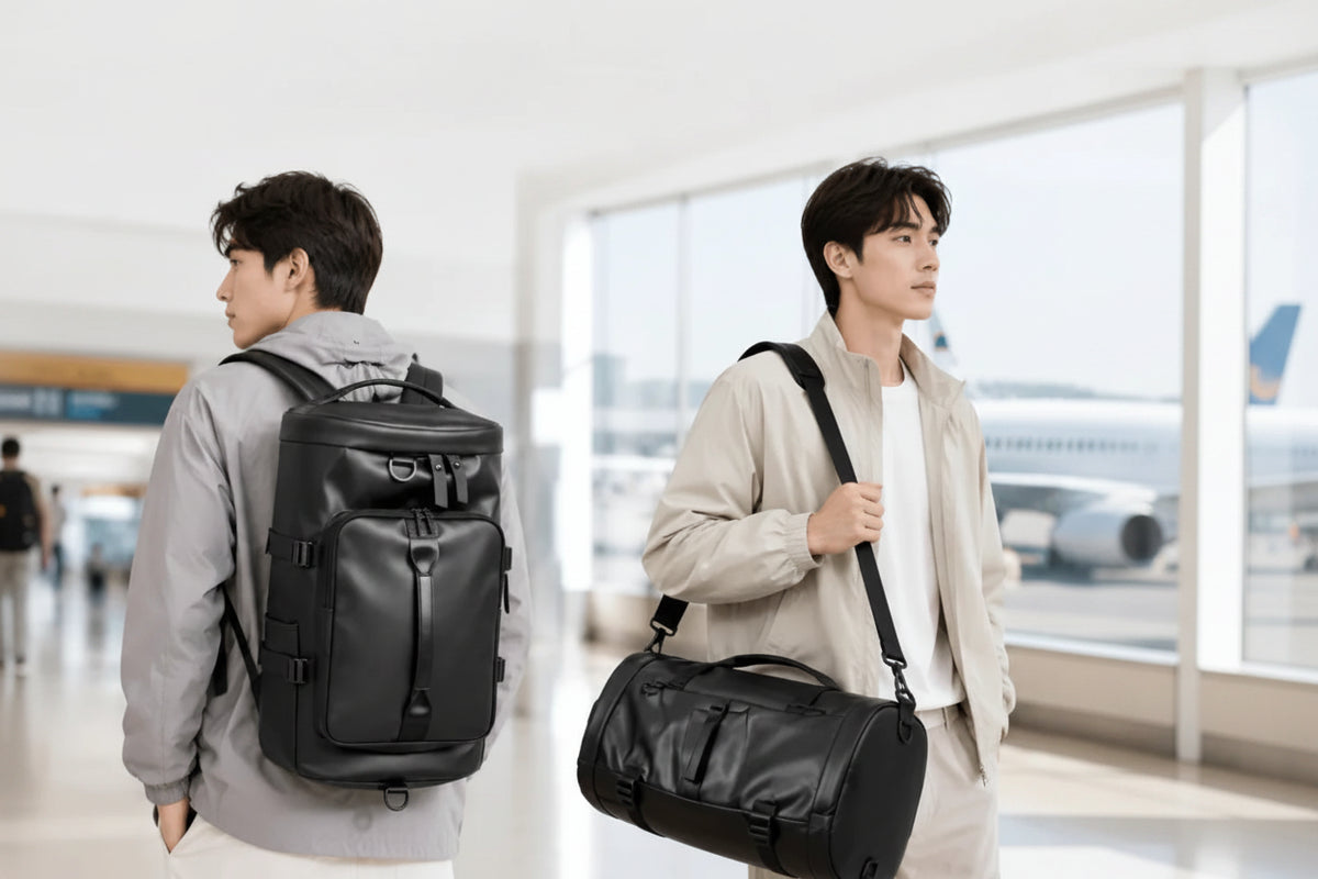 Men's Fashion PU Leather Large Capacity Travel Backpack