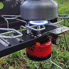 Folding Camping Table Stove with Twin Burners and Piezo Ignition