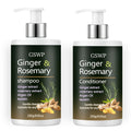 Ginger & Rosemary Shampoo and Conditioner Set Deeply Cleanses Repairs Damaged Hair 17.6 oz WT0344