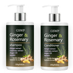 Ginger & Rosemary Shampoo and Conditioner Set Deeply Cleanses Repairs Damaged Hair 17.6 oz WT0344