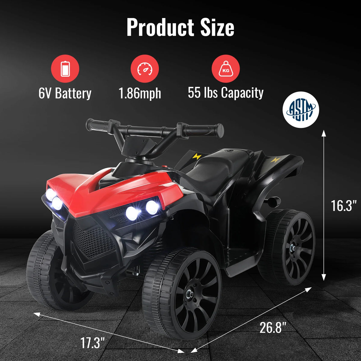 Kids 6V Battery Powered Electric Ride on ATV 4 Wheeler Toy Car