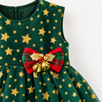 Christmas Gift Star Pattern Sleeveless Tulle Dress for Toddler Girls