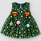 Christmas Gift Star Pattern Sleeveless Tulle Dress for Toddler Girls