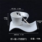 European Ceramic Espresso Coffee Cup with Matching Spoon and Saucer Set