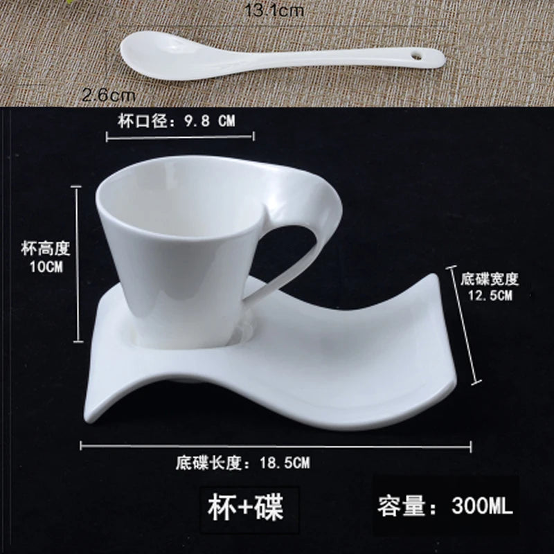 European Ceramic Espresso Coffee Cup with Matching Spoon and Saucer Set