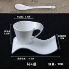 European Ceramic Espresso Coffee Cup with Matching Spoon and Saucer Set