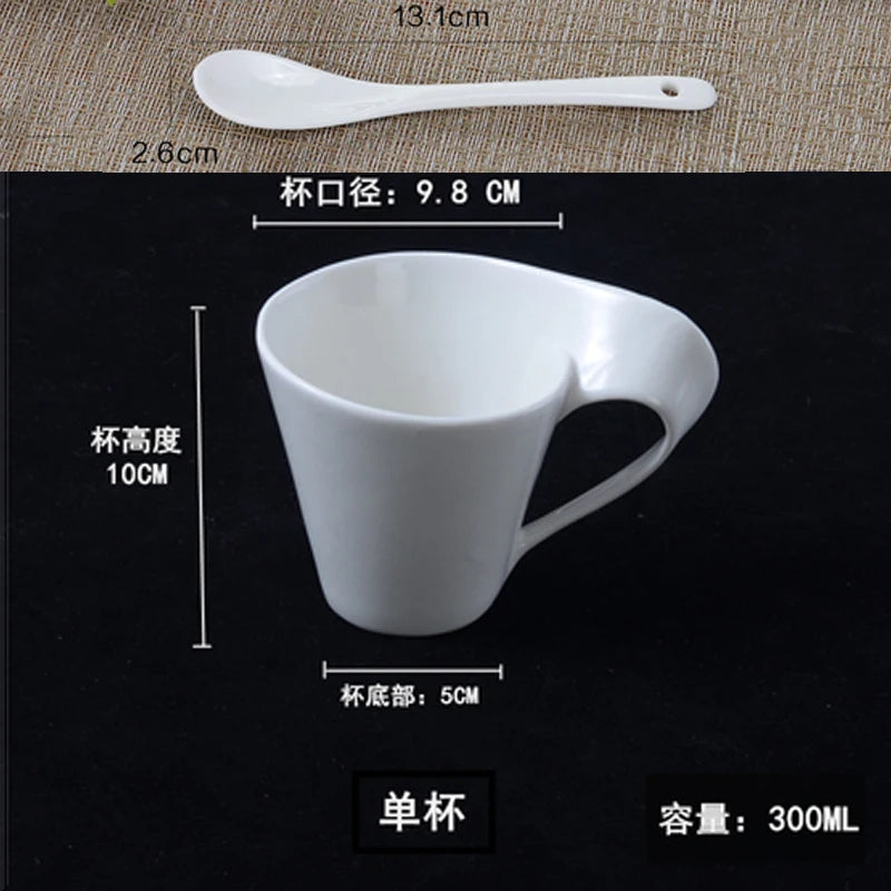 European Ceramic Espresso Coffee Cup with Matching Spoon and Saucer Set