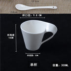 European Ceramic Espresso Coffee Cup with Matching Spoon and Saucer Set