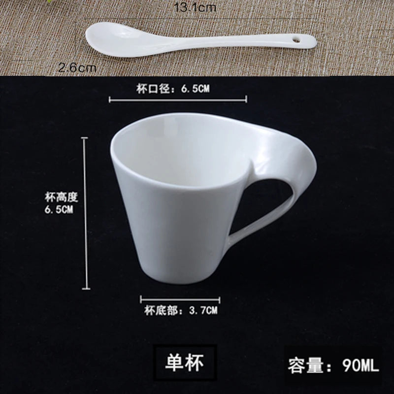 European Ceramic Espresso Coffee Cup with Matching Spoon and Saucer Set