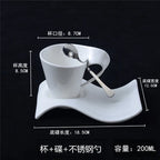European Ceramic Espresso Coffee Cup with Matching Spoon and Saucer Set