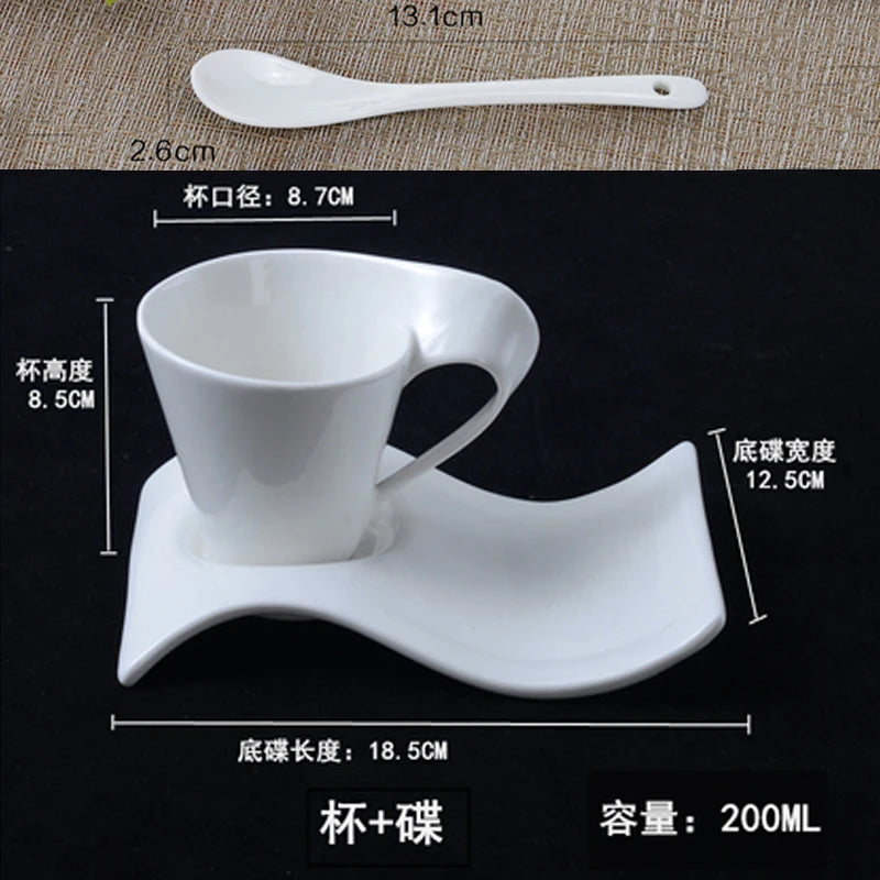 European Ceramic Espresso Coffee Cup with Matching Spoon and Saucer Set