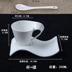 European Ceramic Espresso Coffee Cup with Matching Spoon and Saucer Set