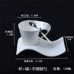 European Ceramic Espresso Coffee Cup with Matching Spoon and Saucer Set