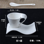 European Ceramic Espresso Coffee Cup with Matching Spoon and Saucer Set