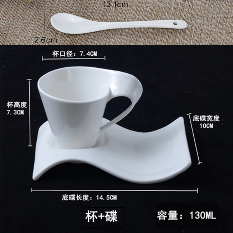European Ceramic Espresso Coffee Cup with Matching Spoon and Saucer Set