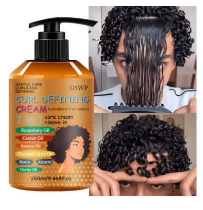 GSWP 7-in-1 Curl Cream | Hydrating & Volumizing Hair Styling Cream for Fresh, Non-Sticky Curls (280ml / 560ml)